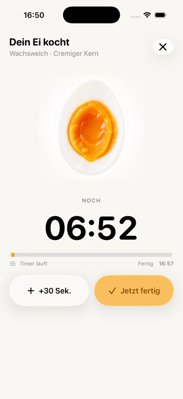 EggTimer Countdown für ein wachsweiches Ei
