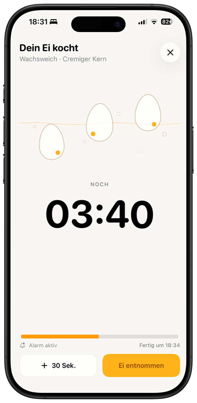 EggTimer Countdown für ein wachsweiches Ei