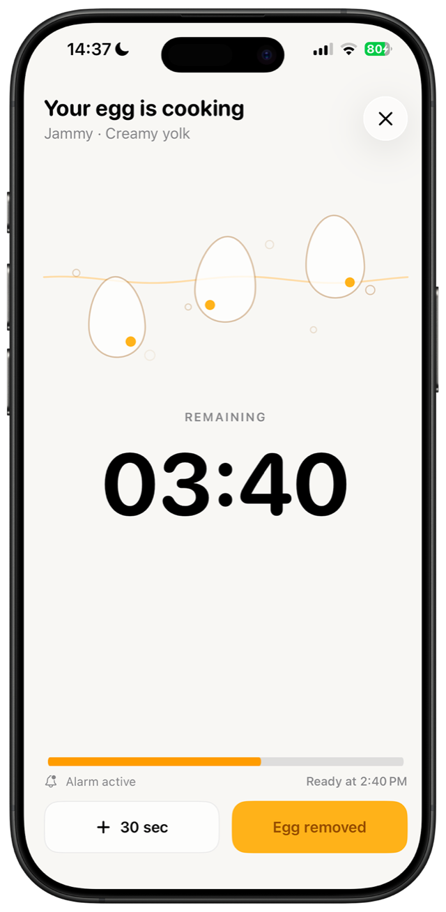 EggTimer countdown for a jammy egg